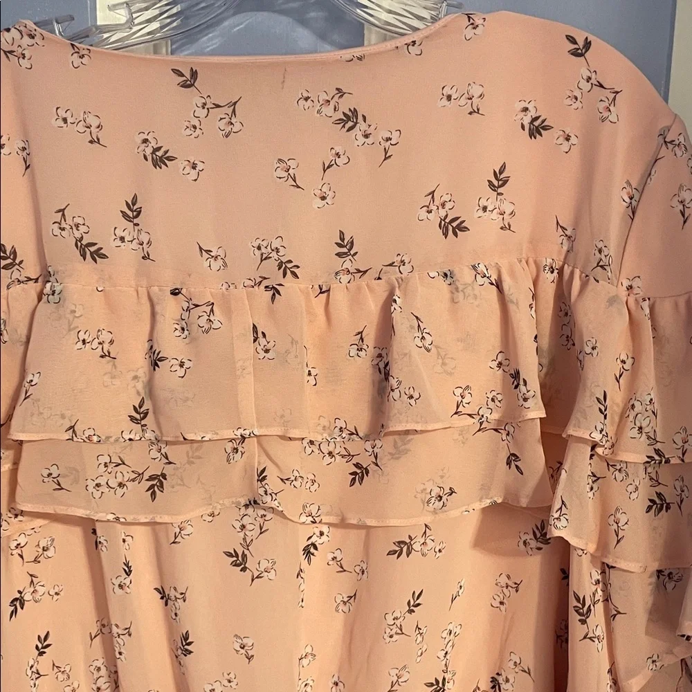 Lane Bryant Pink Floral Ruffle Blouse - Picture 5 of 6